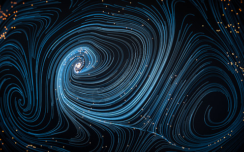 波形图案 有流的卷曲线 3D投影粒子卷曲旋转线条小行星波浪状渲染流动海浪创造力图片