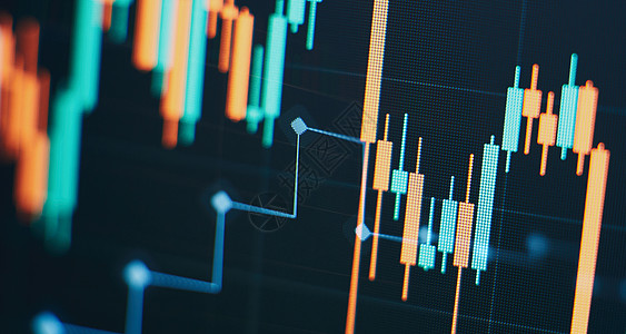 股市和金融科技的概念 深蓝背景的模糊数字图表 笑声贸易经济交换调色战略成功界面货币世界全球图片