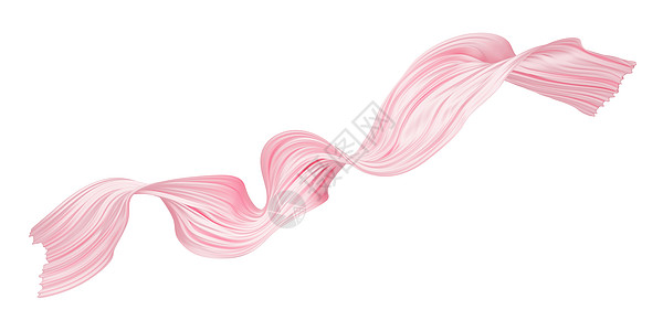 在风中飘扬的粉红花织布 孤立于白色背景3D图片