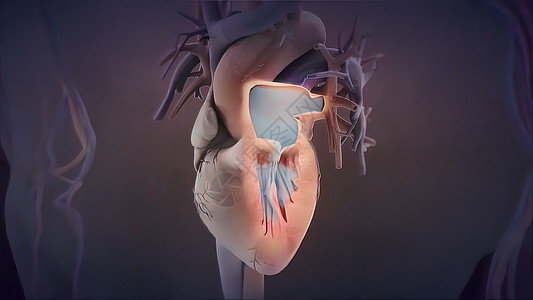 3D 人类心跳解剖说明血块生物学小动脉骨骼动脉硬化心绞痛成人解剖学器官中庭图片