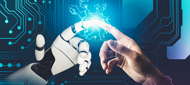 未来人工机器人人造智能概念的全新理论思考合作人工智能界面商业科学手臂世界支持男人3d图片