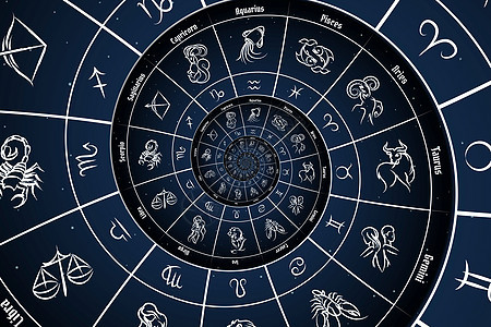 星体背景 有zodiac标志和符号插图魔法日历行星精神星星天空星座科学星系图片