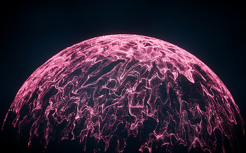 波粒子的外形是球体 3D转化奢华海浪辉光颗粒剂波纹行星地球灰尘飞溅流动图片