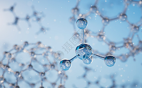 具有蓝色 background3d 渲染的化学分子工程医疗化学品物理药品公式科学粒子生物实验室图片