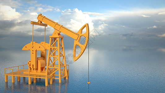 抽油钻机在水面上 架子 在海洋中采矿 用于从油井中提取原油的抽油机 化石燃料能源 石油工业设备运作环境油田平台钻孔技术生产活力汽图片