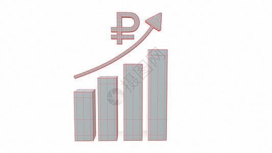 俄罗斯卢布 增加的图标上升了 3D市场黑与白插图投资贸易利润商业3d图表酒吧图片