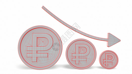 俄罗斯卢布 增加的图标正在下降 3D涂鸦统计市场图表速度硬币艺术现金渲染插图图片
