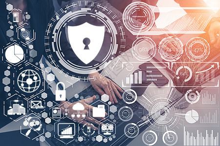 网络安全和数字数据保护概念控制论商业互联网安全感会议犯罪技术密码药片保障图片