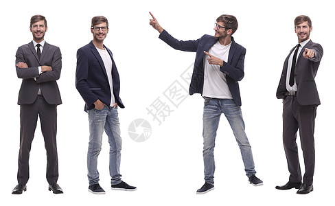 一个成功的年轻人的相片拼贴画学习海报男性人士微笑商务工作背包职业大学背景图片