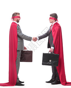 超超级英雄披风的生意伙伴握手握手会议问候语英雄管理人员人士律师职业男性同事协议图片