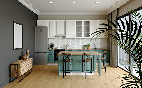 3D推理 厨房设计很亮水果房间风格建筑学食物装饰阁楼设计师奢华木头图片