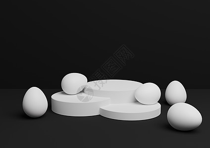 复活节产品展示台或配有彩色最小鸡蛋 对多种产品而言简单易懂的立体成像(仅供多种产品使用)和图片
