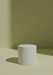 简单 最小 3D 立体光 以一站或圆柱形产品显示时的批纸黄色背景 从右侧窗口带复制空间的亮光图片