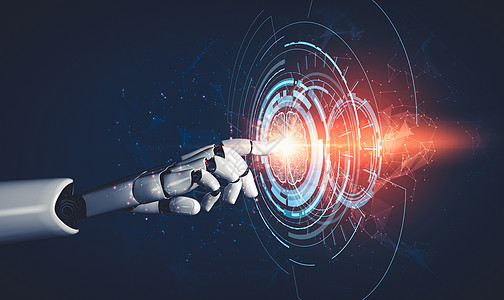 AI 机器人机器人或机器人的未来人工智能和机器学习研究机器工作机械手决策创新挖掘编程制造业软件图片