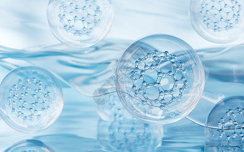 具有水表层背景的分子 3D介质化学蓝色药店生物学微生物学液体原子药品化学品实验室图片