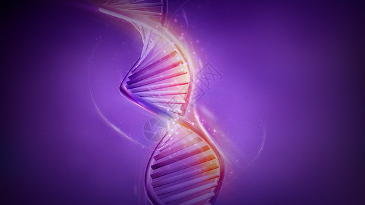 紫外线背景的双弦螺旋DNA模型 3D制成图片