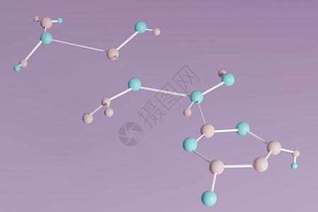 紫底的绿色和粉红分子模型 3d金属渲染微生物学分子结构药品纳米科学医学粒子图片