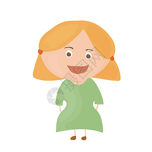 儿童卡通形象带着卡通风格的可爱笑脸女孩 孤立在白色背景上微笑裙子甜点插图学习折叠母性女士孩子们化身背景