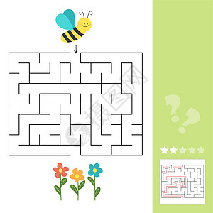 孩子们的迷宫拼图 帮助蜜蜂寻找花朵 孩子活动单蜂蜜游戏植物幼儿花园小路乐趣蜂巢床单昆虫图片