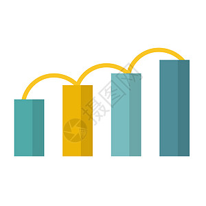 增长和进步概念 图表图标矢量 白方分隔的平面图标图片