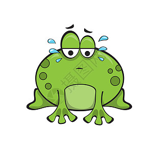悲伤的青蛙坐着哭泣 绿色有趣的卡通青蛙角色嘎嘎动物野生动物两栖动物刻字荒野生物幼儿园动物群卡通片图片