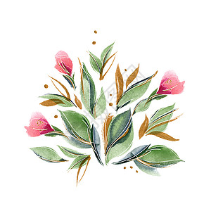 花香配有精细的香香玫瑰花和叶子植物假期手绘棉布香水花园印花玫瑰印花布艺术图片