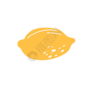 孤立背景的黄色柠檬标志 手画设计风格标识热带涂鸦水果果汁食物绘画插图植物收藏图片