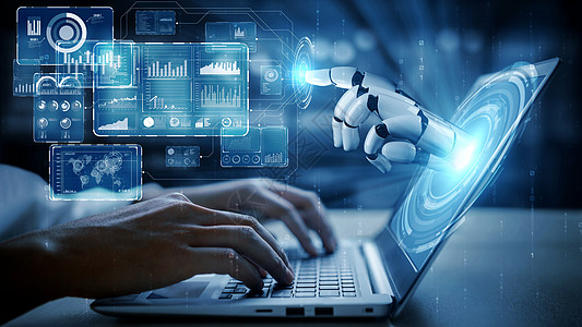 家用机器人未来的机器人人造智能 启发AI技术概念的人类人工智能科学价格投资市场信息设计商务电子人智力报告背景