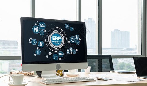 适用于现代企业的 ERP 企业资源规划软件小时营销职场会计监视器药片小样顾客数据解决方案图片