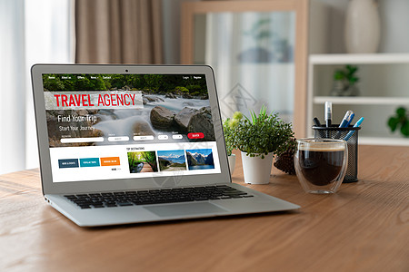 旅游机构网上网站 用于进行现代搜索和旅行规划屏幕海滩电脑折扣监视器商务网络人士代理人药片图片