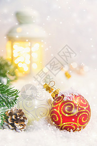 圣诞节背景圣诞背景和美丽的装饰 新年 有选择的焦点礼物横幅松树问候语风格作品季节雪花庆典桌子背景