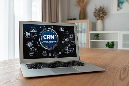 用于 CRM 业务的现代计算机上的客户关系管理系统软件销售量忠诚商务自动化展示招聘顾客办公室人士职场高清图片素材