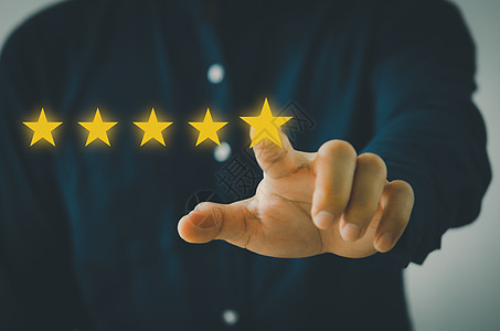 客户概念优质服务满意度五星级评级与商务人士触摸屏 反馈和积极的客户评价消费者质量产品星星互联网排行人士成功速度评分图片