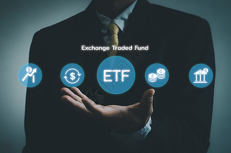 股票图标手商务人士图标 ETF 交易所交易基金虚拟屏幕互联网业务股票市场金融指数基金概念资产经纪人摄影贸易首都加密经济商业银行交换背景