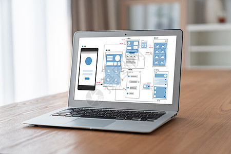 现代移动应用程序和网站 UX UX UUI设计流程药片体验原型电脑工作监视器桌子电话界面建筑学图片