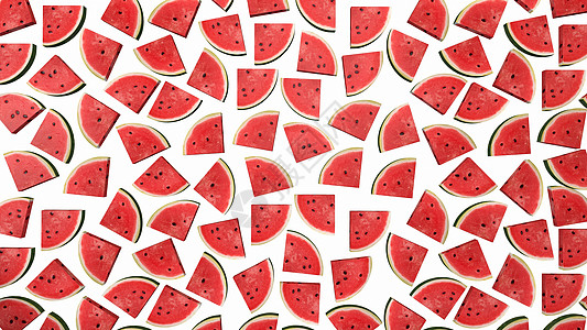 白色背景的西瓜切片 夏季颜色 3D织物食物艺术水果打印极简饮食主义者3d墙纸图片