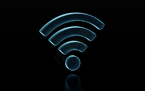 信号站无线网络技术 有Wifi信号 3D转换全息标识热点收音机互联网信号上网蓝色数据插图背景