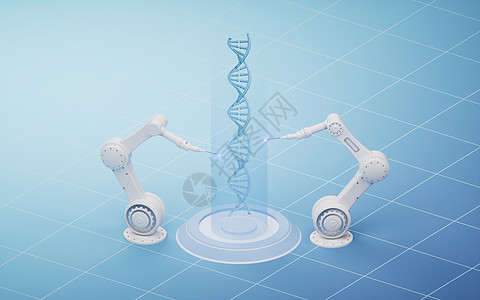 有生物医学概念的机械臂 3D感应生活工程机器基因组工厂科学基因焊接药品遗传学图片