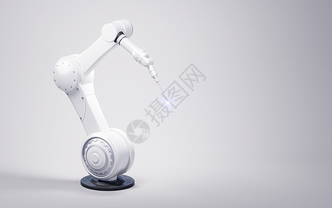 有白色背景的机械臂 3D铸造手术手臂制造业金属渲染技术机器自动机自动化智力图片