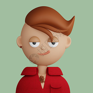 3D 微笑男人的卡通阿凡达风格成人头像玩具男性设计3d潮人体验角色图片