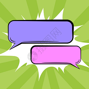 一对矩形形状的空白彩色语音气泡 彩色背景上有复制空间 代表社交媒体通信和连接的空聊天框 S创造力框架墙纸收藏话框绿色天空图形气球图片