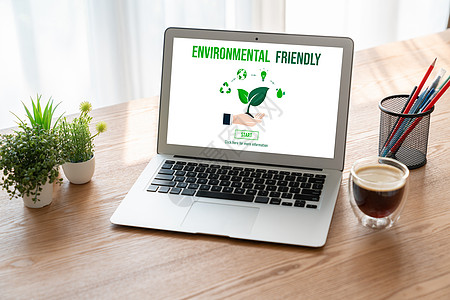 绿色企业转型 促进现代公司企业的绿色企业改革办公室职场桌子网络植物海报环境生物监视器解决方案图片