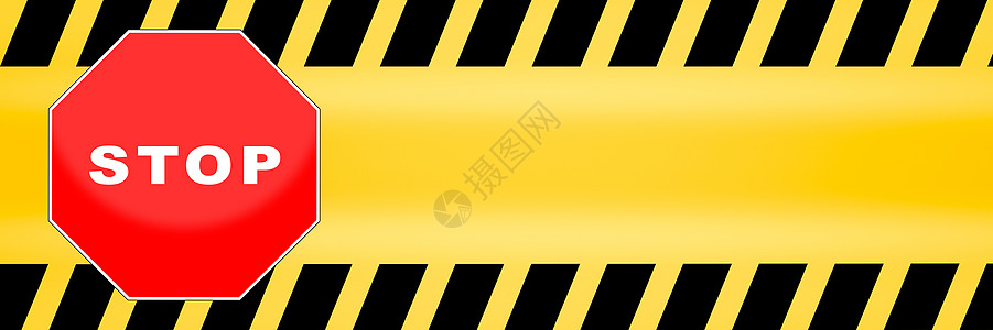 带有黄色警用线背景提示的停止签名模板Name交通八角形运输犯罪工业警察警告建造危险安全图片