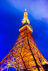 东京天塔夜景照亮城市夜空建筑街景晴天电塔建筑群照明天空港区图片