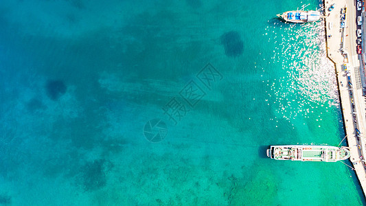 希腊克里特州阿吉奥斯尼古拉斯码头海岸海岸线旅游血管旅行蓝色假期海洋漂浮天线图片