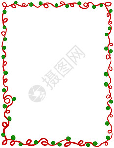 手绘圣诞框架与红色绿色传统饰品和空 copyspace 12 月冬季圣诞装饰边框 季节节日装饰边缘设计 简约风格涂鸦卡通卡片装饰图片