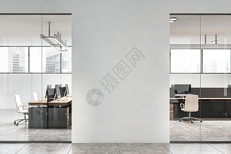 当代阁楼办公室内部 3d 建构设计概念职场插图渲染家具工作房间建筑窗户建筑学玻璃图片