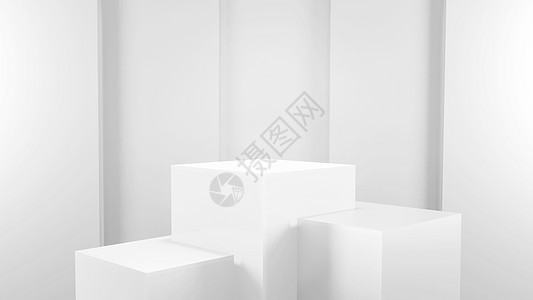 白色和灰色工作室房间的几何形状背景 讲台显示或展示的最小模型 3D投影广告场景3d推介会比赛平台圆圈陈列柜展览圆柱图片