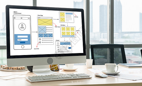 现代移动应用程序和网站 UX UX UUI设计流程软件职场商务小样机构屏幕药片互联网原型男人图片