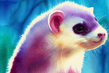 3D Ferret数字艺术绘画 水彩动物图片